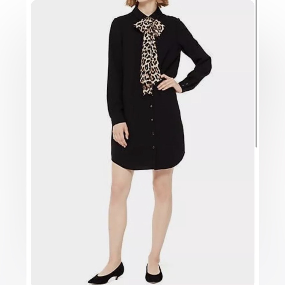 Kate Spade New York Griffin Shirt Dress with Cheetah Tie Sz 2